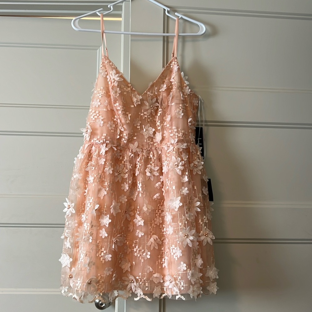 Lulu's Peach Floral Mini Dress